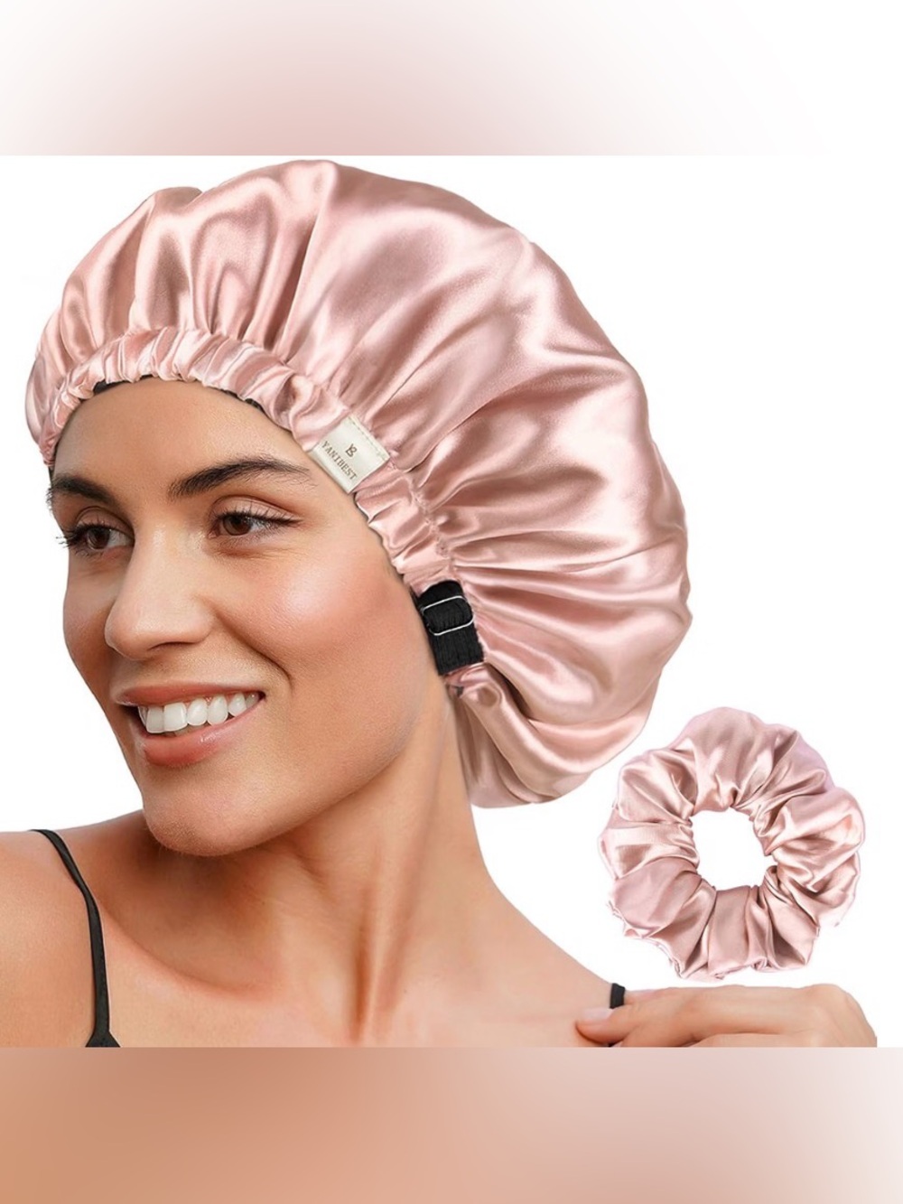 Yanibest Satin Double Layer Bonnet in Rose and Black